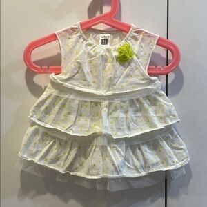 Carter's White and Yellow Tiered Dress
